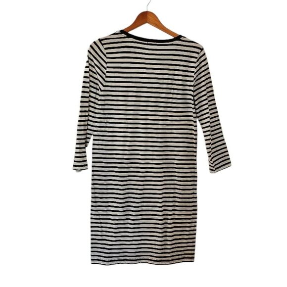 J Crew Factory Womens S T-Shirt Dress 3/4 Sleeve Striped Navy Blue White 100% Co - Picture 8 of 9